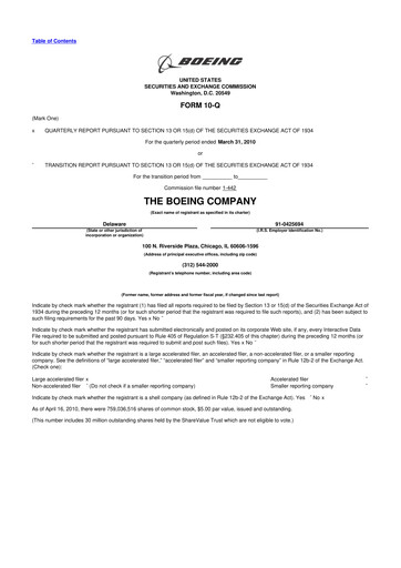 Miniature Boeing 10-Q Rapport trimestriel 2010 