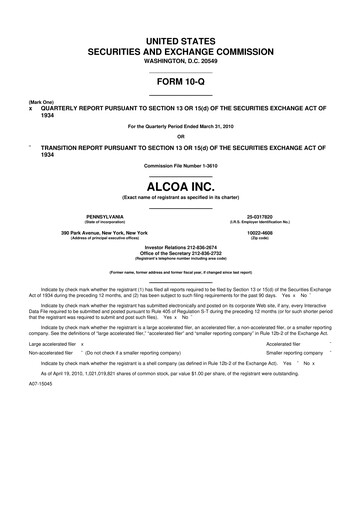 Thumbnail Howmet Aerospace
 10-Q Quarterly Report FY2010 