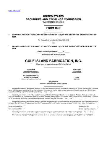 Thumbnail Gulf Island Fabrication
 10-Q Quarterly Report FY 