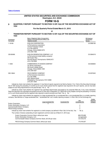 Thumbnail Exelon Corporation 10-Q Quarterly Report FY2010 