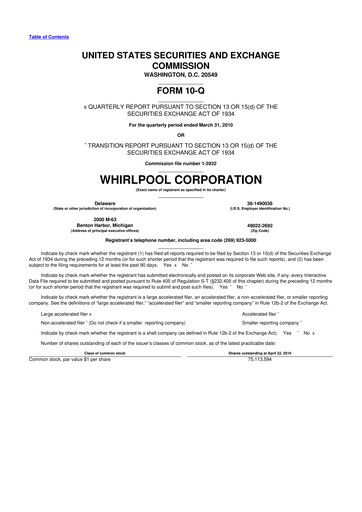 Thumbnail Whirlpool 10-Q Quarterly Report FY 