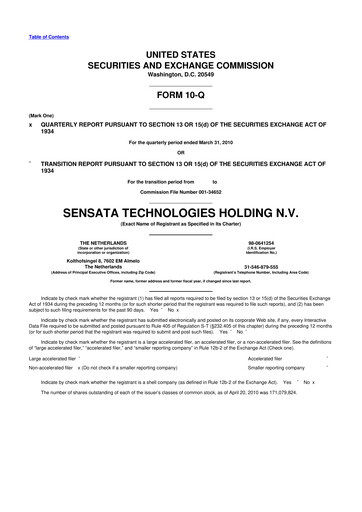 Thumbnail Sensata Technologies
 10-Q Quarterly Report FY 