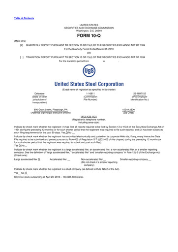 Vorschaubild U.S. Steel
 10-Q Quartalsbericht 2010 