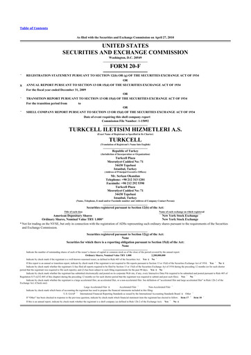 Thumbnail Turkcell 20-F Annual Report 