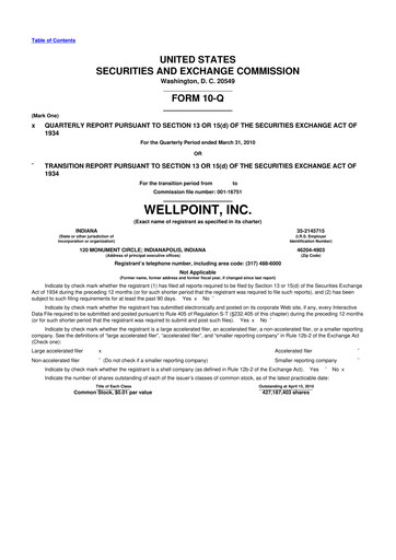 Thumbnail Elevance Health 10-Q Quarterly Report FY2010 