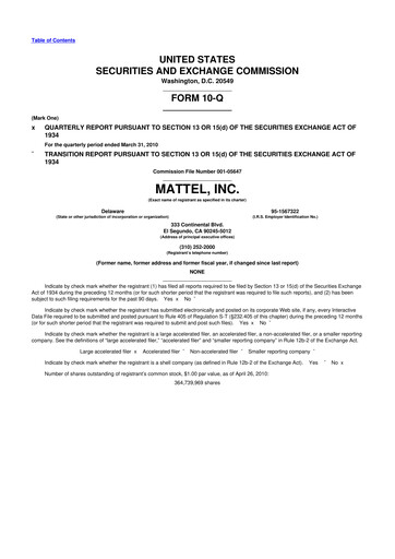 Thumbnail Mattel
 10-Q Quarterly Report FY2010 