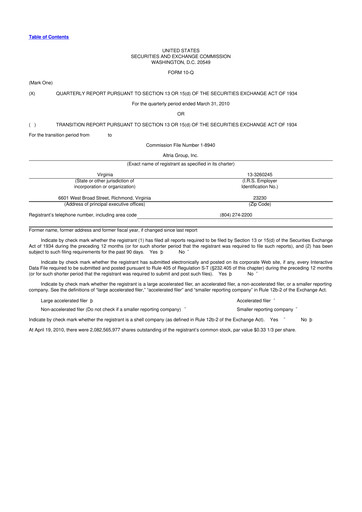 Thumbnail Altria Group 10-Q Quarterly Report FY2010 