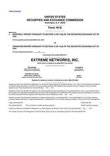 Thumbnail Extreme Networks
 10-Q Quarterly Report FY 