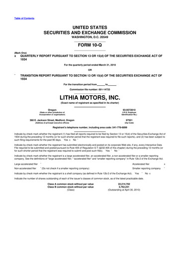 Vorschaubild Lithia Motors 10-Q Quartalsbericht  