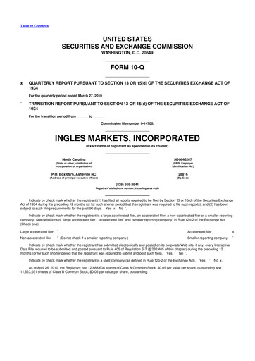 Thumbnail Ingles Markets 10-Q Quarterly Report FY 