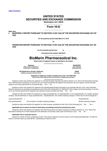 Thumbnail BioMarin Pharmaceutical 10-Q Quarterly Report FY 