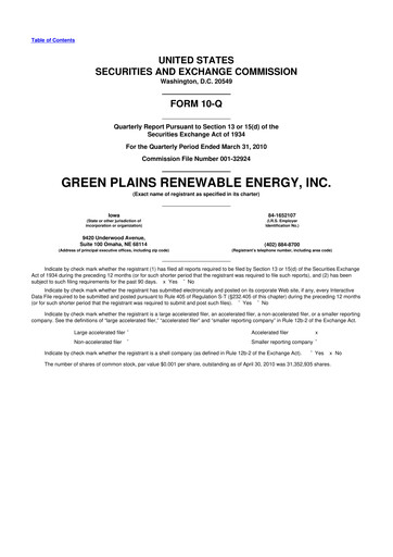 Thumbnail Green Plains 10-Q Quarterly Report FY 