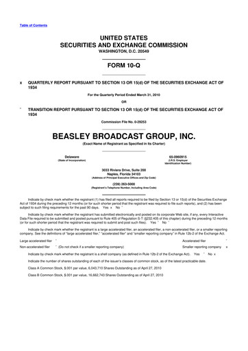 Thumbnail Beasley Broadcast Group
 10-Q Quarterly Report FY 