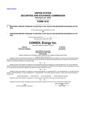 Thumbnail CNX Resources
 10-Q Quarterly Report FY2010 