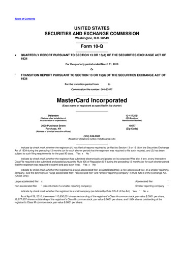 Vorschaubild Mastercard 10-Q Quartalsbericht 2010 