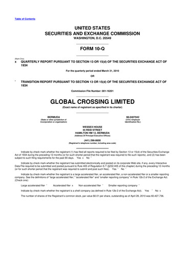 Thumbnail Global Crossing 10-Q Quarterly Report FY 