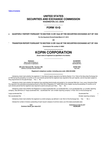 Thumbnail Kopin Corporation
 10-Q Quarterly Report FY 