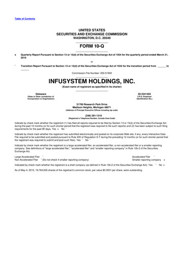 Thumbnail InfuSystem 10-Q Quarterly Report FY 