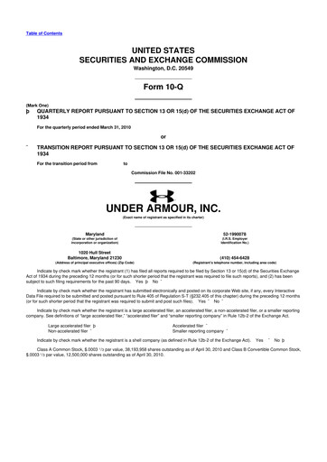 Vorschaubild Under Armour
 10-Q Quartalsbericht  