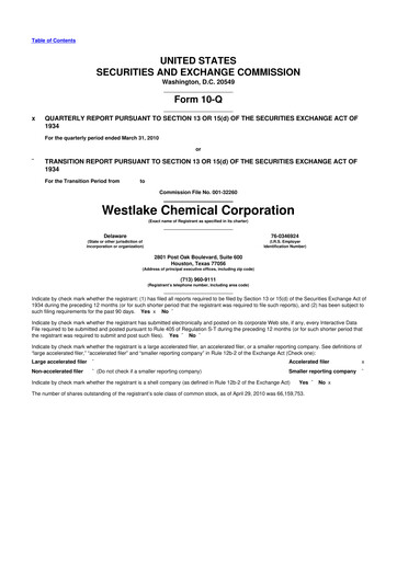 Thumbnail Westlake Corporation
 10-Q Quarterly Report FY 