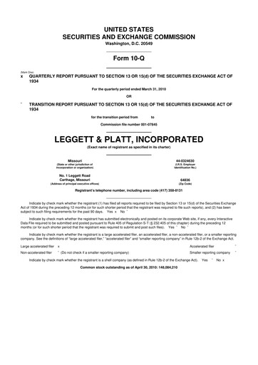 Thumbnail Leggett & Platt

 10-Q Quarterly Report FY 