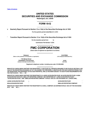 Thumbnail FMC Corporation 10-Q Quarterly Report FY2010 
