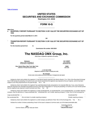 Thumbnail Nasdaq 10-Q Quarterly Report FY 