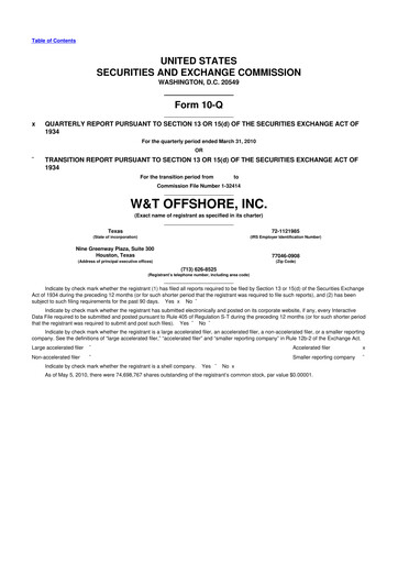 Thumbnail W&T Offshore 10-Q Quarterly Report FY 