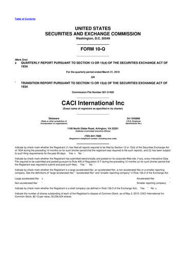 Thumbnail CACI International Inc 10-Q Quarterly Report FY 