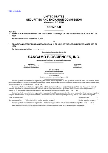 Thumbnail Sangamo Therapeutics
 10-Q Quarterly Report FY 