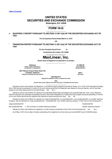 Thumbnail MaxLinear 10-Q Quarterly Report FY 