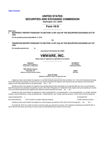 Miniature Vmware 10-Q Rapport trimestriel  