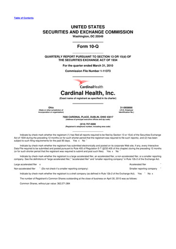 Thumbnail Cardinal Health 10-Q Quarterly Report FY2010 