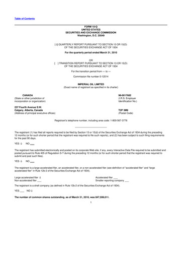 Thumbnail Imperial Oil
 10-Q Quarterly Report FY2010 