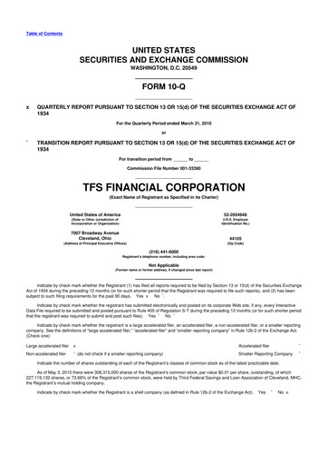 Thumbnail TFS Financial 10-Q Quarterly Report FY 
