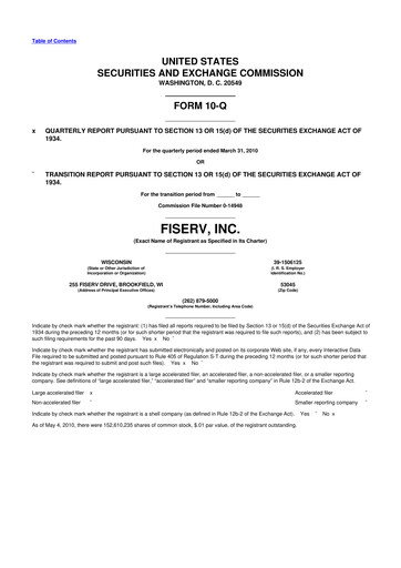 Vorschaubild Fiserv 10-Q Quartalsbericht 2010 