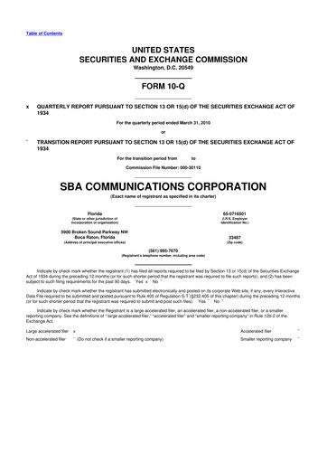 Miniature SBA Communications 10-Q Rapport trimestriel  