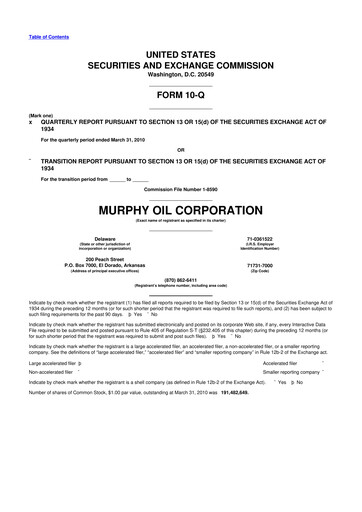 Thumbnail Murphy Oil
 10-Q Quarterly Report FY2010 
