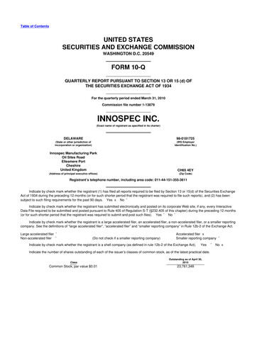 Thumbnail Innospec 10-Q Quarterly Report FY 