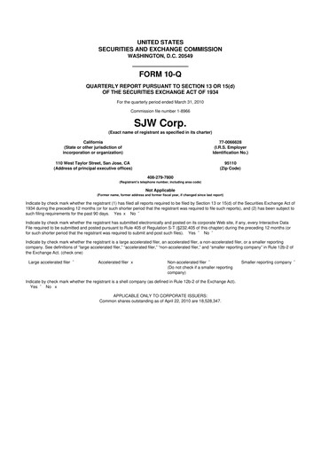 Thumbnail SJW Group
 10-Q Quarterly Report FY 