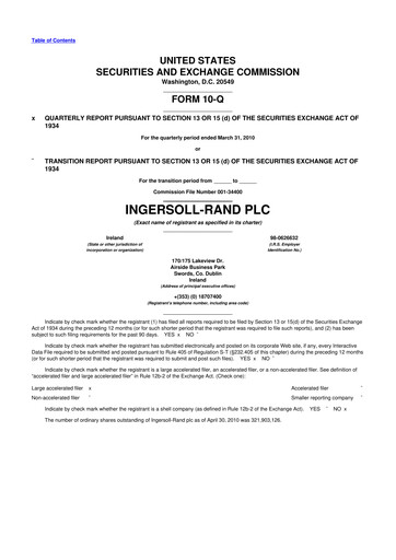 Thumbnail Trane Technologies
 10-Q Quarterly Report FY2010 