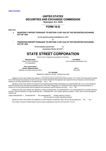Thumbnail State Street Corporation
 10-Q Quarterly Report FY2010 