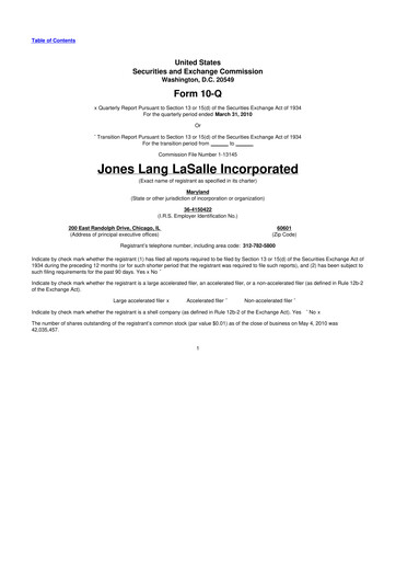 Vorschaubild Jones Lang LaSalle 10-Q Quartalsbericht  