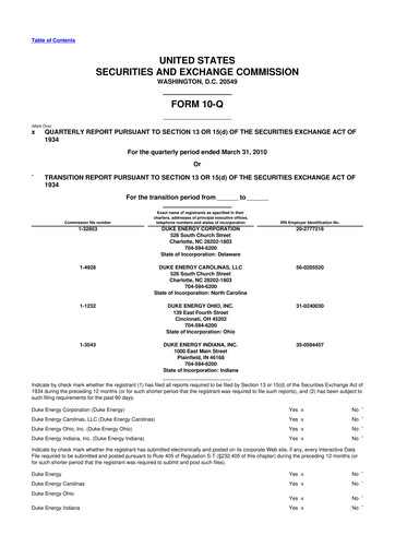 Vorschaubild Duke Energy 10-Q Quartalsbericht 2010 