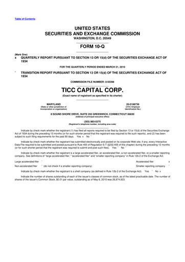 Miniature Oxford Square Capital
 10-Q Rapport trimestriel  