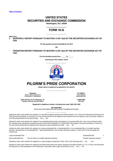 Thumbnail Pilgrim's Pride
 10-Q Quarterly Report FY 