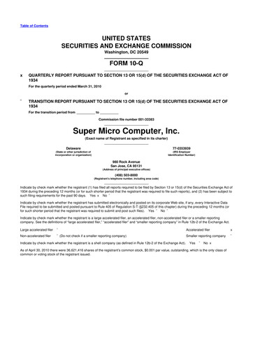 Thumbnail Supermicro 10-Q Quarterly Report FY 