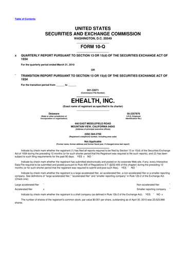 Thumbnail eHealth 10-Q Quarterly Report FY 
