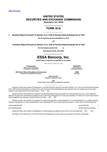 Thumbnail ESSA Bancorp 10-Q Quarterly Report FY 