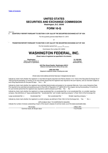 Thumbnail WaFd Bank 10-Q Quarterly Report FY 